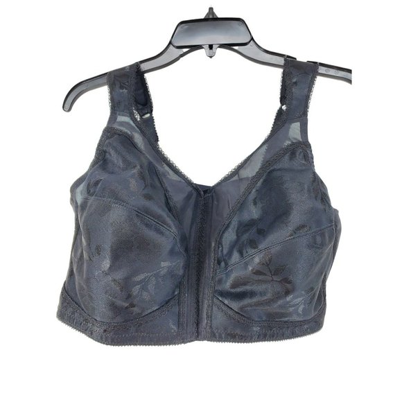 Playtex 18 Hour Front Close Bra W/Flex Back Size 48C Black Wirefree - Picture 1 of 6